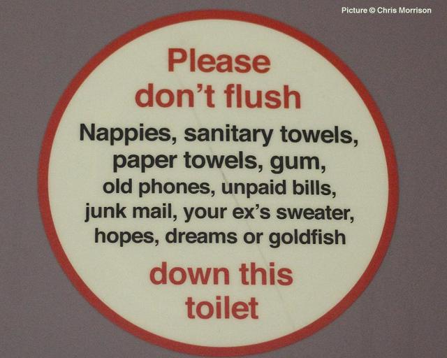 Funny Sign NOTICE PLEASE Don't Flush Nappies,Sanitary Towels,Paper Towels.. 
