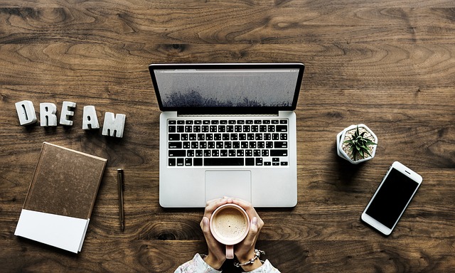 entrepreneurs, entrepreneur, female business owner, cup of coffee and computer