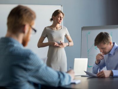 male managers, woman presenting, stressed woman featured