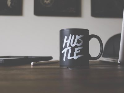 mug with hustle written on it, entrepreneur, side hustle