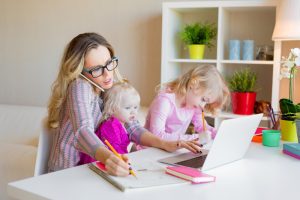 Mum juggling childcare and working from home