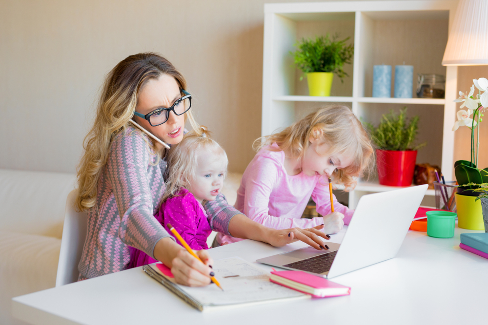 Mum juggling childcare and working from home