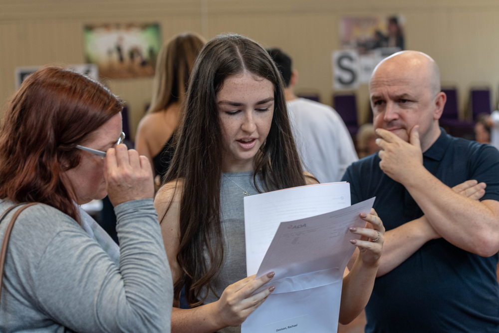 Students receive GCSE results at Becket Keys Church of England School, results day, exam results