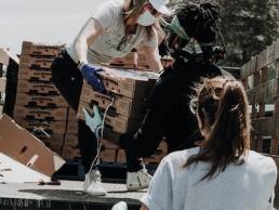 group of women volunteering for charity