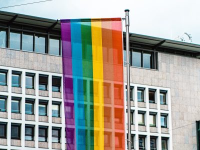 LGBT History Month, Building with LGBT flag