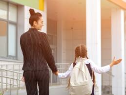 mum walking her child home