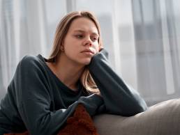 Sad woman at home