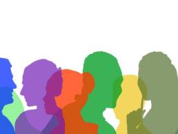 silhouette of people colourful
