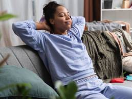 woman relaxing breathing