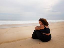 sad woman on the beach
