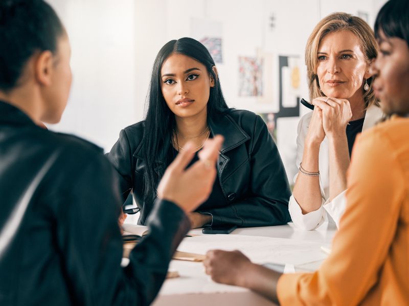 Business people teamwork and women in meeting creativity and brainstorming