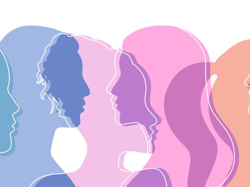 Female community womens history month colorful vector illustration